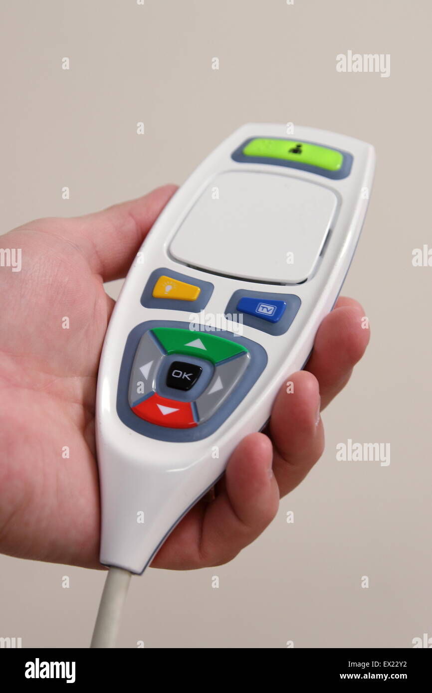 Hospital remote controller for TV Stock Photo