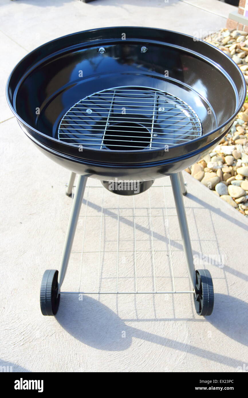 New portable standing BBQ stove ready to use Stock Photo