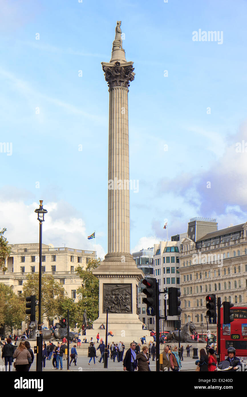 Tourists visit Trafalgar Square October 17, 2014 in London Stock Photo