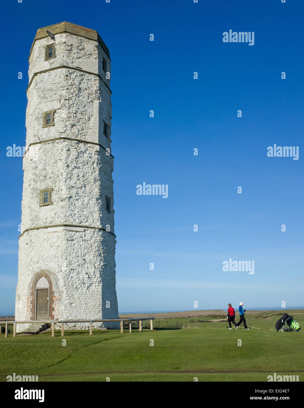 Disused Tower at Flamborough East Yorkshire UK, now part of the local golf course Stock Photo