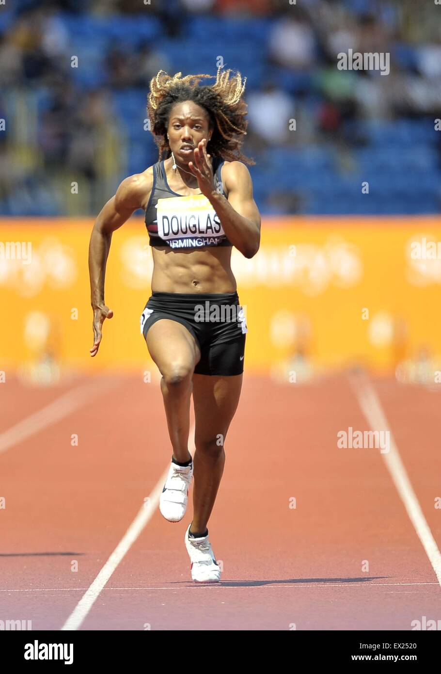 Birmingham, UK. 4th July, 2015. Montell Douglas in the 100m. British Athletics Championships. Alexander Stadium, Perry Barr, Birmingham, England. UK. 04/07/2015. Credit:  Sport In Pictures/Alamy Live News Stock Photo