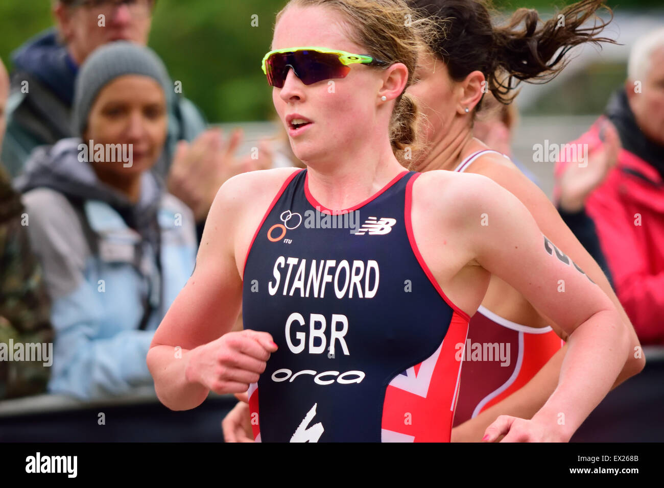 Non Stanford running in a triathlon Stock Photo Alamy