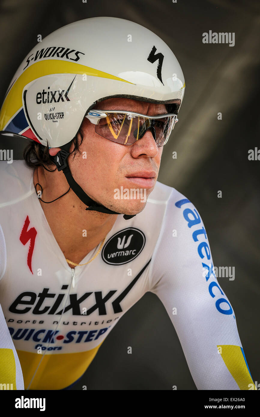 Utrecht, The Netherlands. 4th of July, 2015. Tour de France Time Trial Stage, RIGOBERTO URAN URAN, Team Etixx Quick Step Credit:  Jan de Wild/Alamy Live News Stock Photo