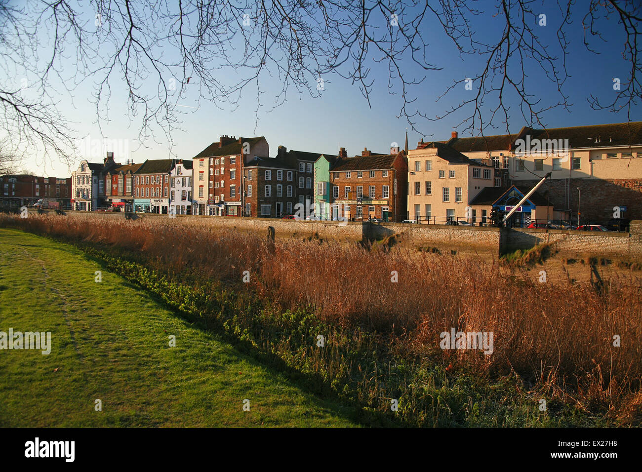 Historic properties alongside the River Parrett in Bridgwater, Somerset