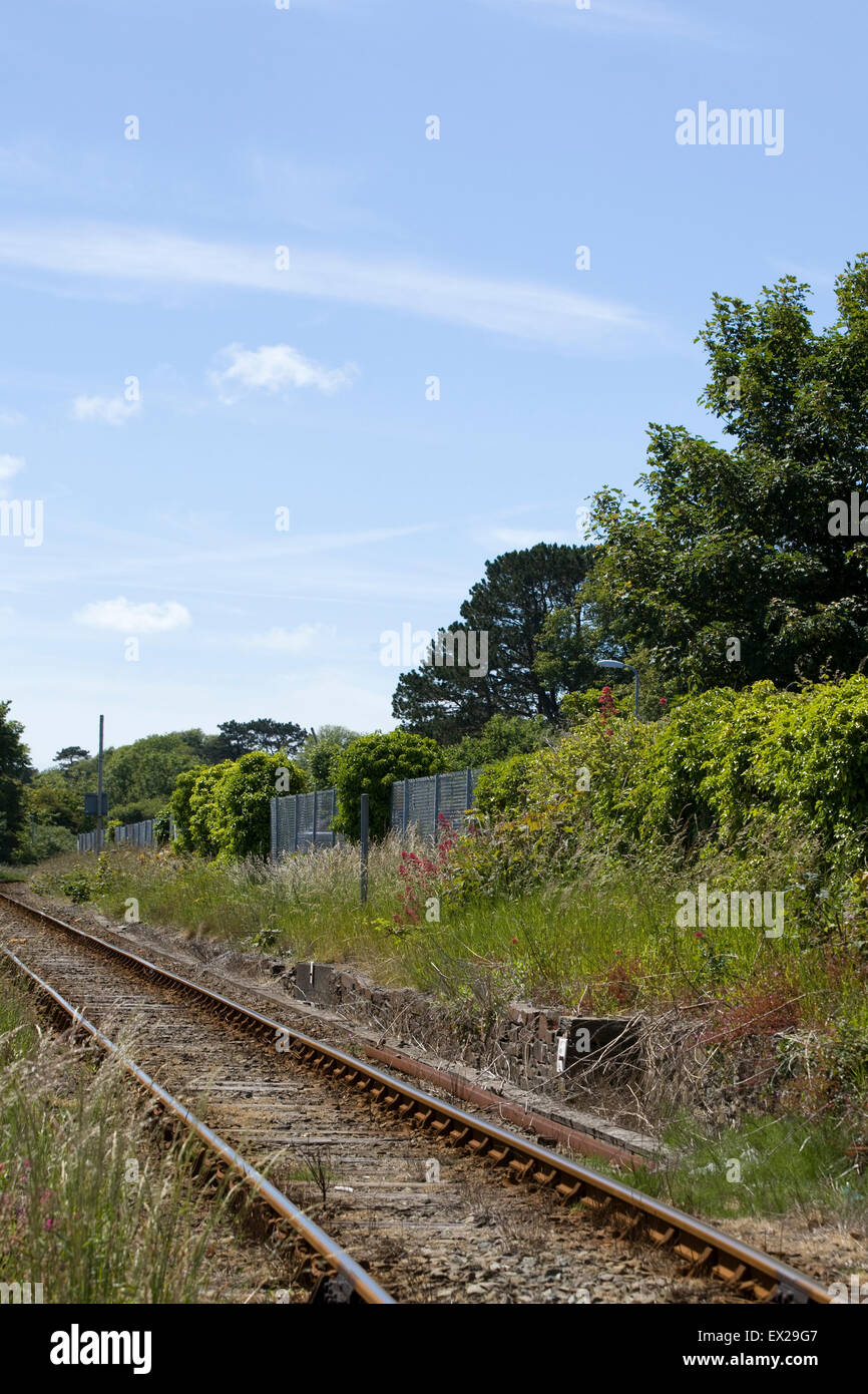 Working Railway line cross country train tracks Stock Photo Alamy
