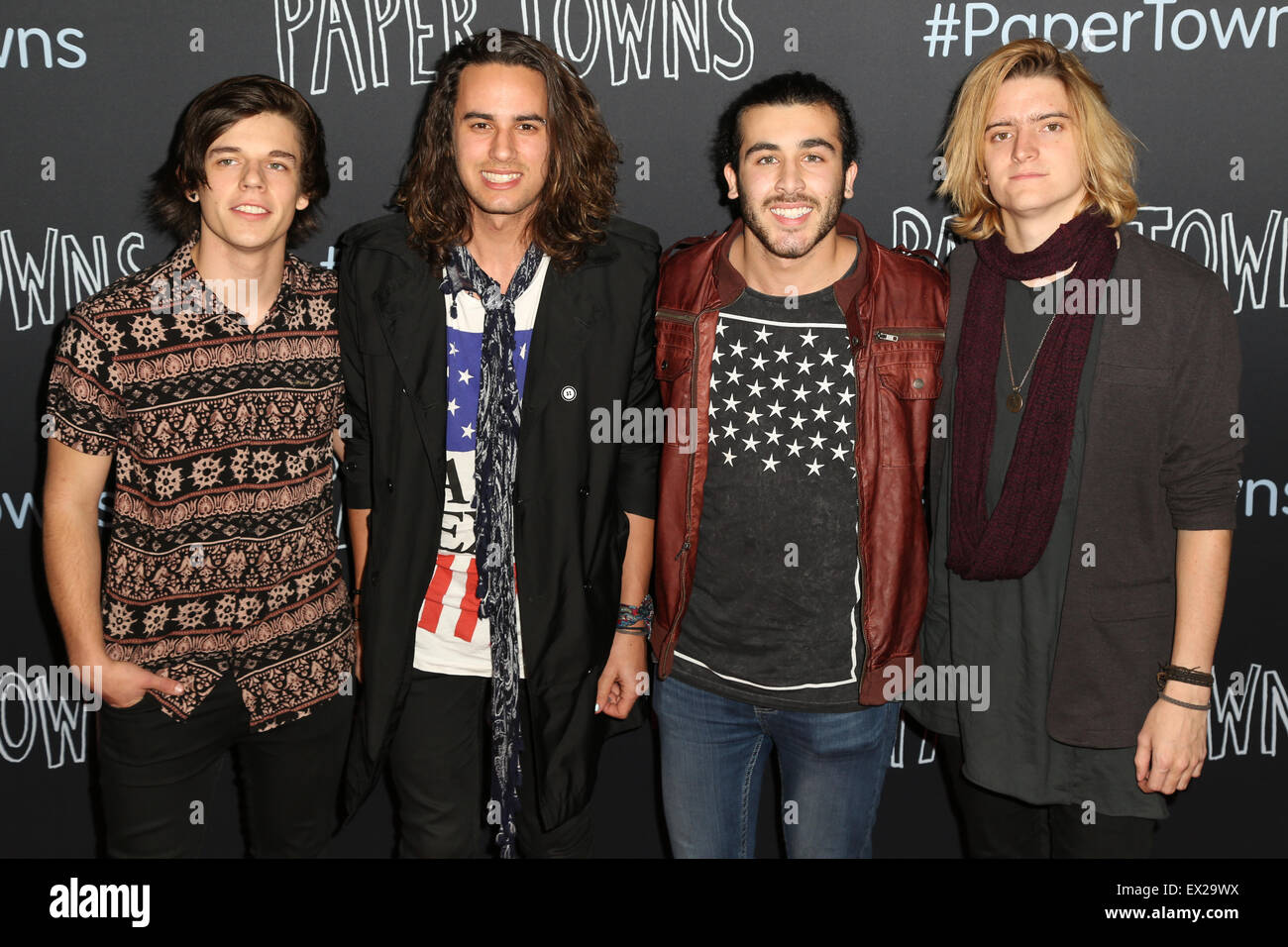 Sydney, Australia. 5 July 2015. Australian pop-rock band from Sydney,  'Little Sea', L-R: Oliver Kirby, Dylan Clark, Leighton Cauchi and Andrew  Butler arrive on the red carpet at the Australian Premiere of