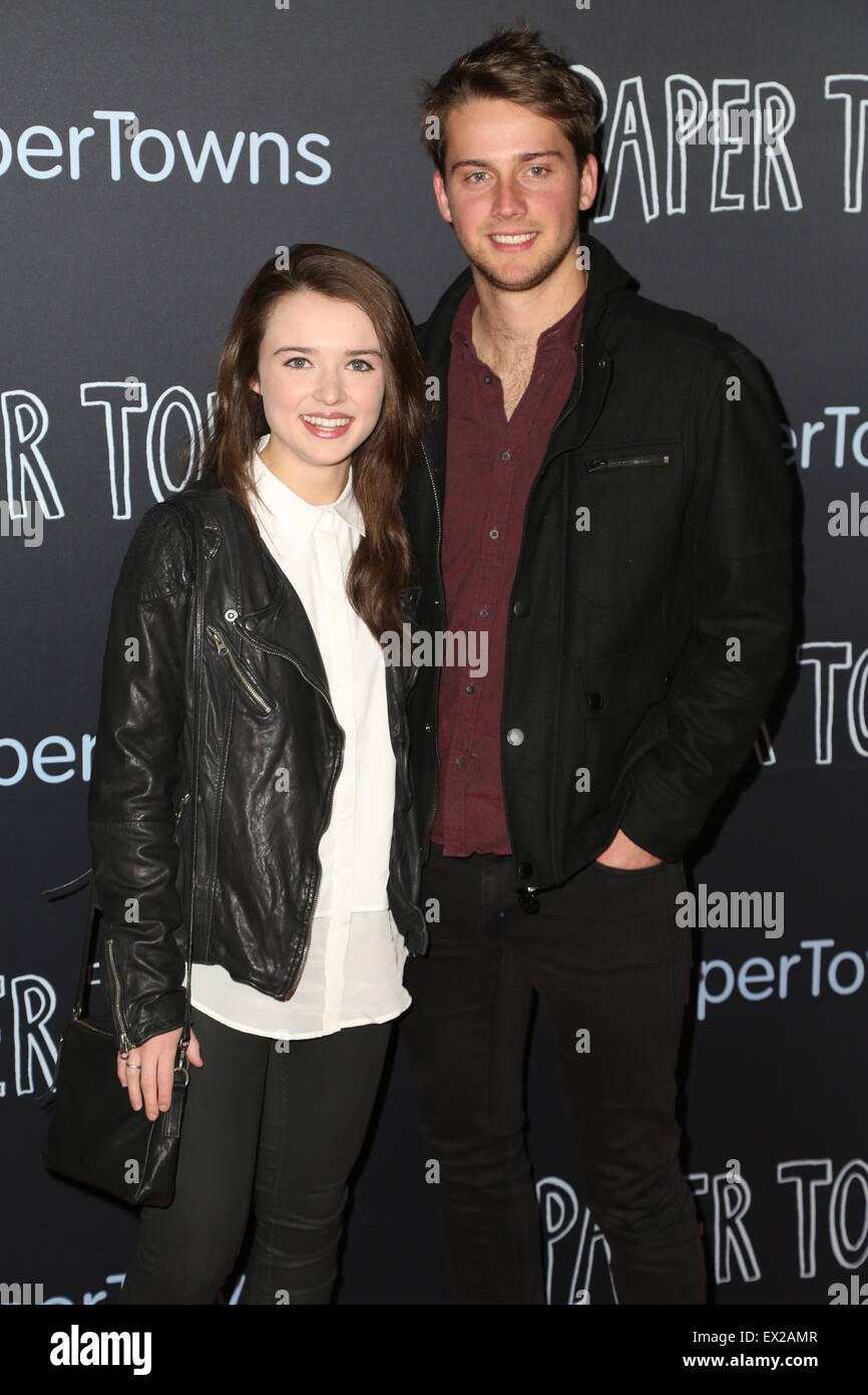 Sydney, Australia. 5 July 2015. Home & Away actress Philippa Northeast and Isaac Brown arrive on the red carpet at the Australian Premiere of Paper Towns at Event Cinemas, Westfield Miranda in Sydney. Credit: Richard Milnes/Alamy Live News Stock Photo