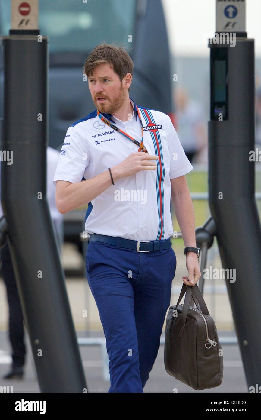 Silverstone, Northants, UK. 05th July, 2015. Formula 1 British Grand Prix. Rob Smedley, Head of Vehicle Performance at the Williams Martini Racing Formula One team arrives for the race. Credit:  Action Plus Sports/Alamy Live News Stock Photo