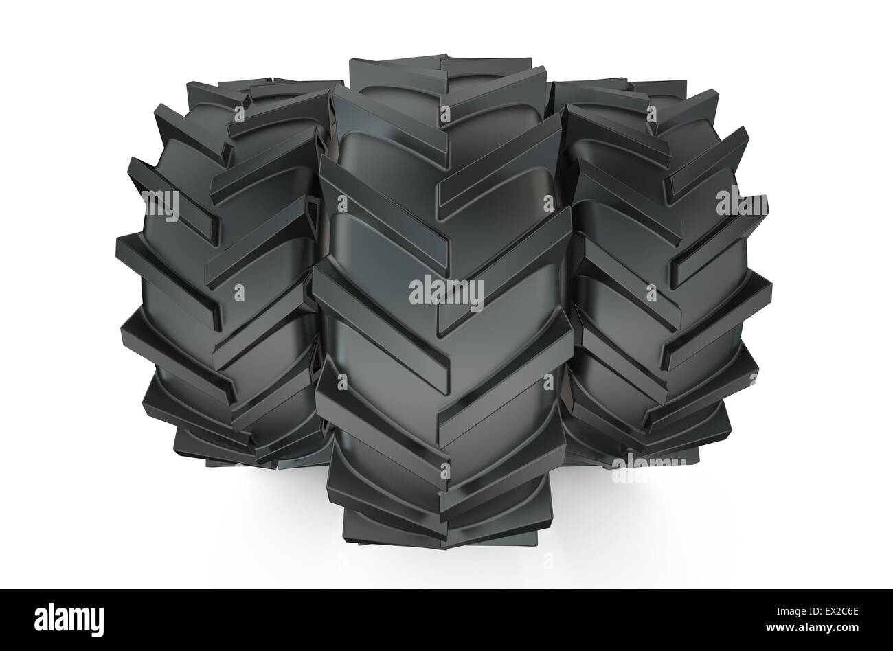 Group of tractor tyres isolated on white background Stock Photo