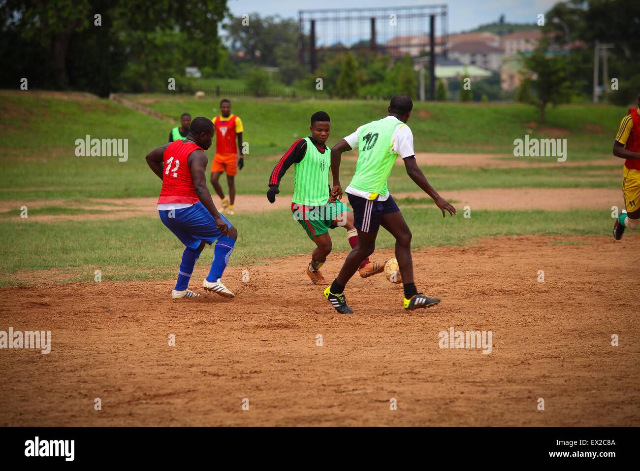 Nigerians soccer training near lake view at Jabi Stock Photo - Alamy