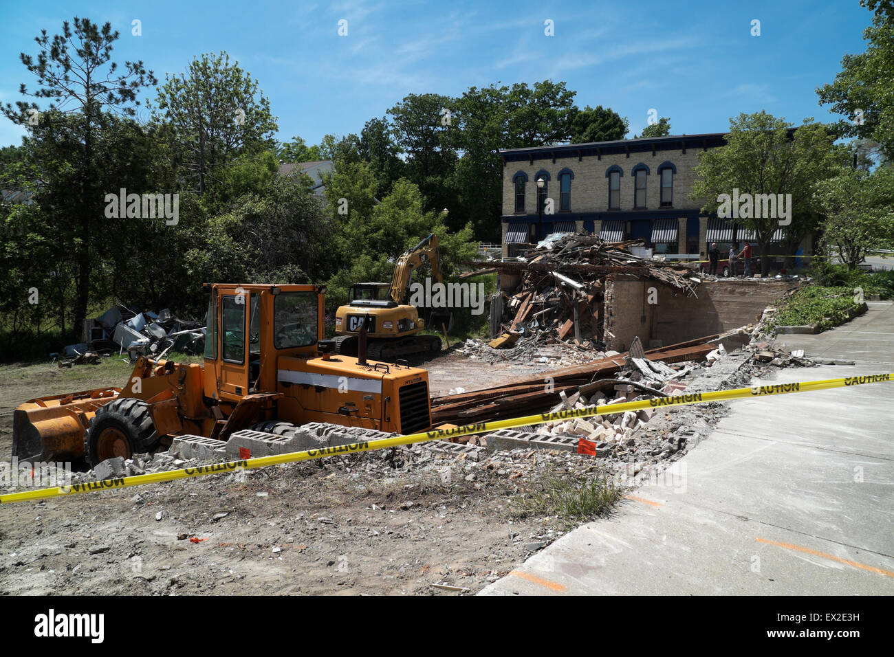 Demolition site in Montague, Michigan. Stock Photo