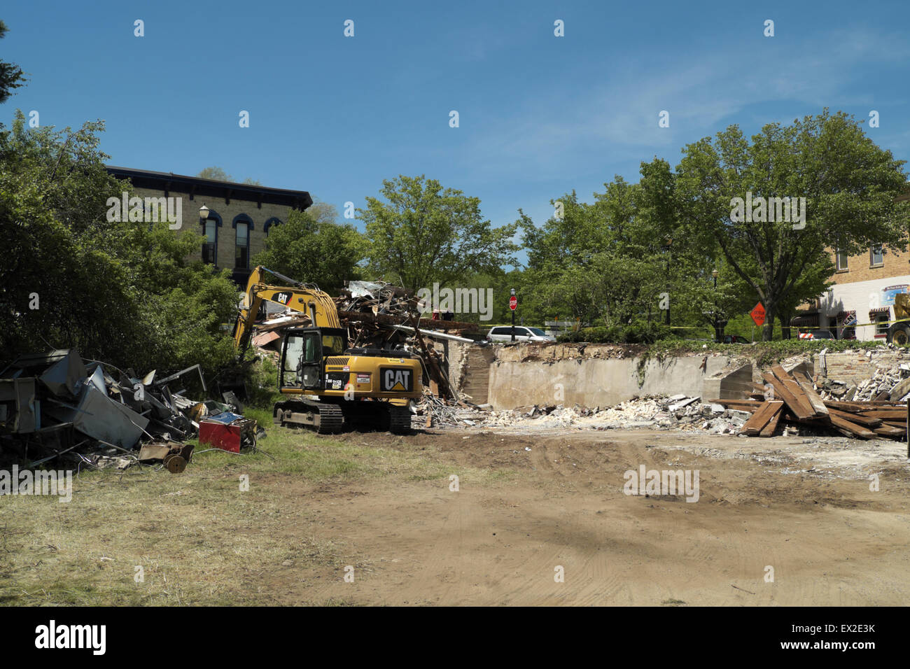 Building demolition in downtown Montague, Michigan, USA Stock Photo Alamy