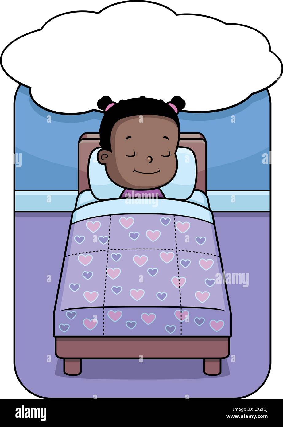A happy cartoon girl in bed dreaming Stock Vector Image & Art Alamy