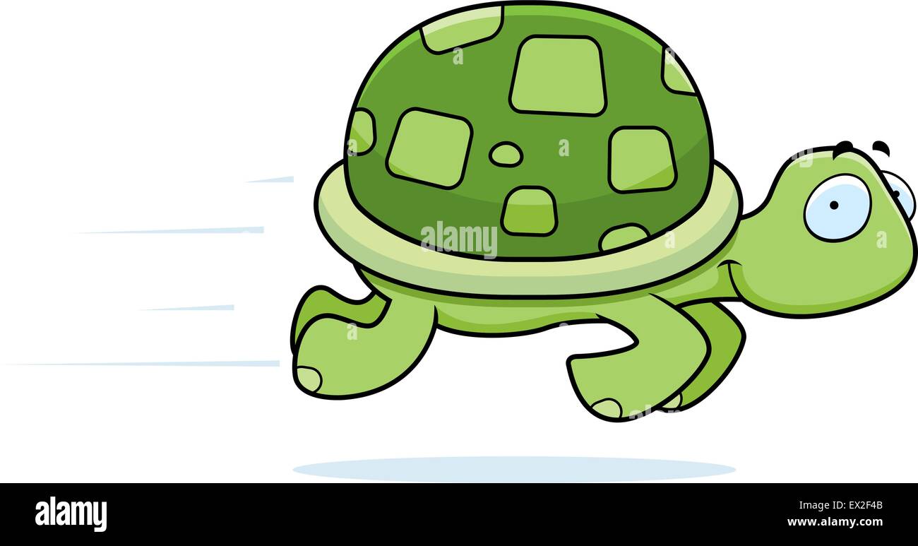 A happy cartoon turtle running and smiling. Stock Vector