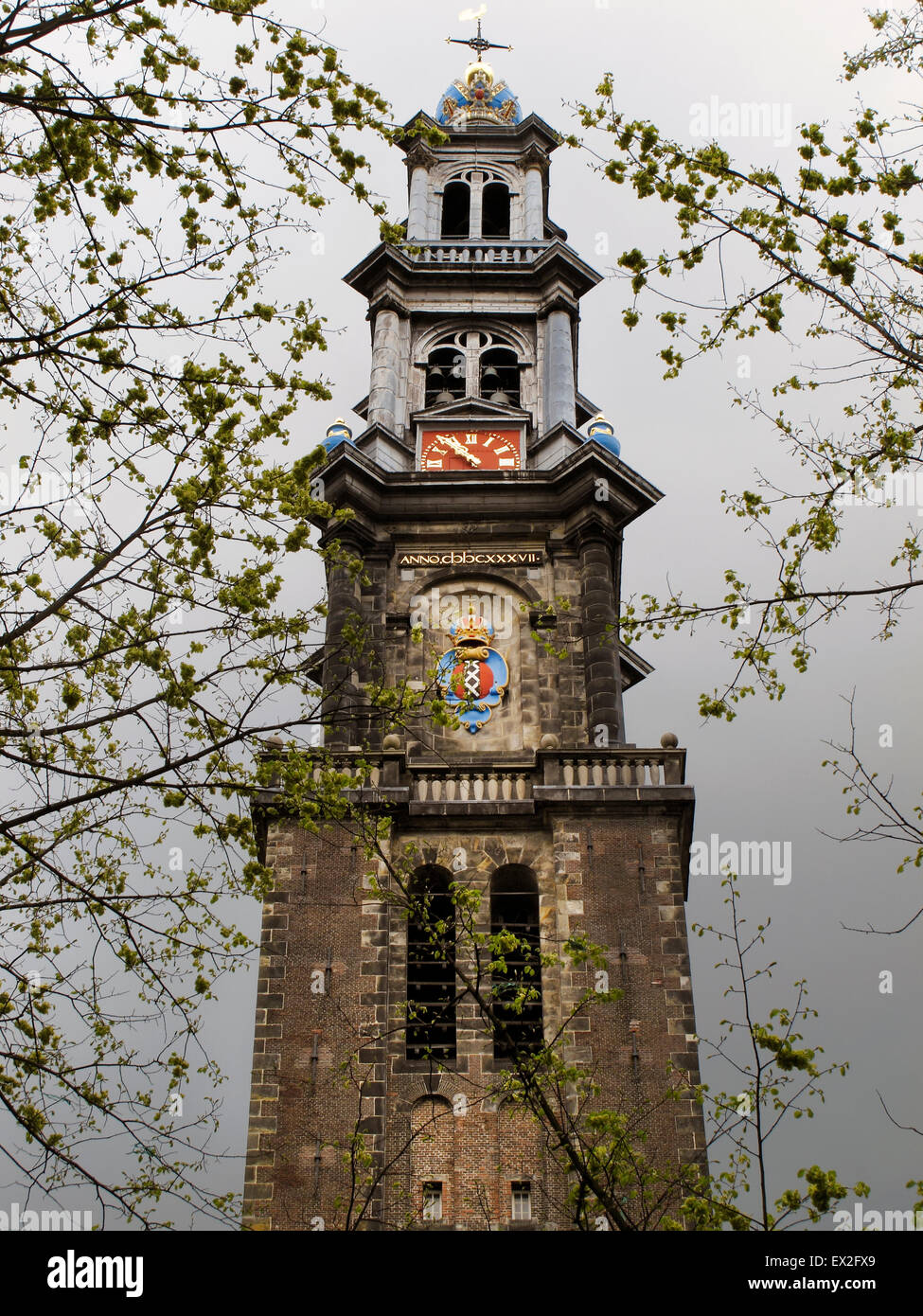 The Westertoren church tower of the Westerkerk, Jordaan, Amsterdam, Netherlands Stock Photo