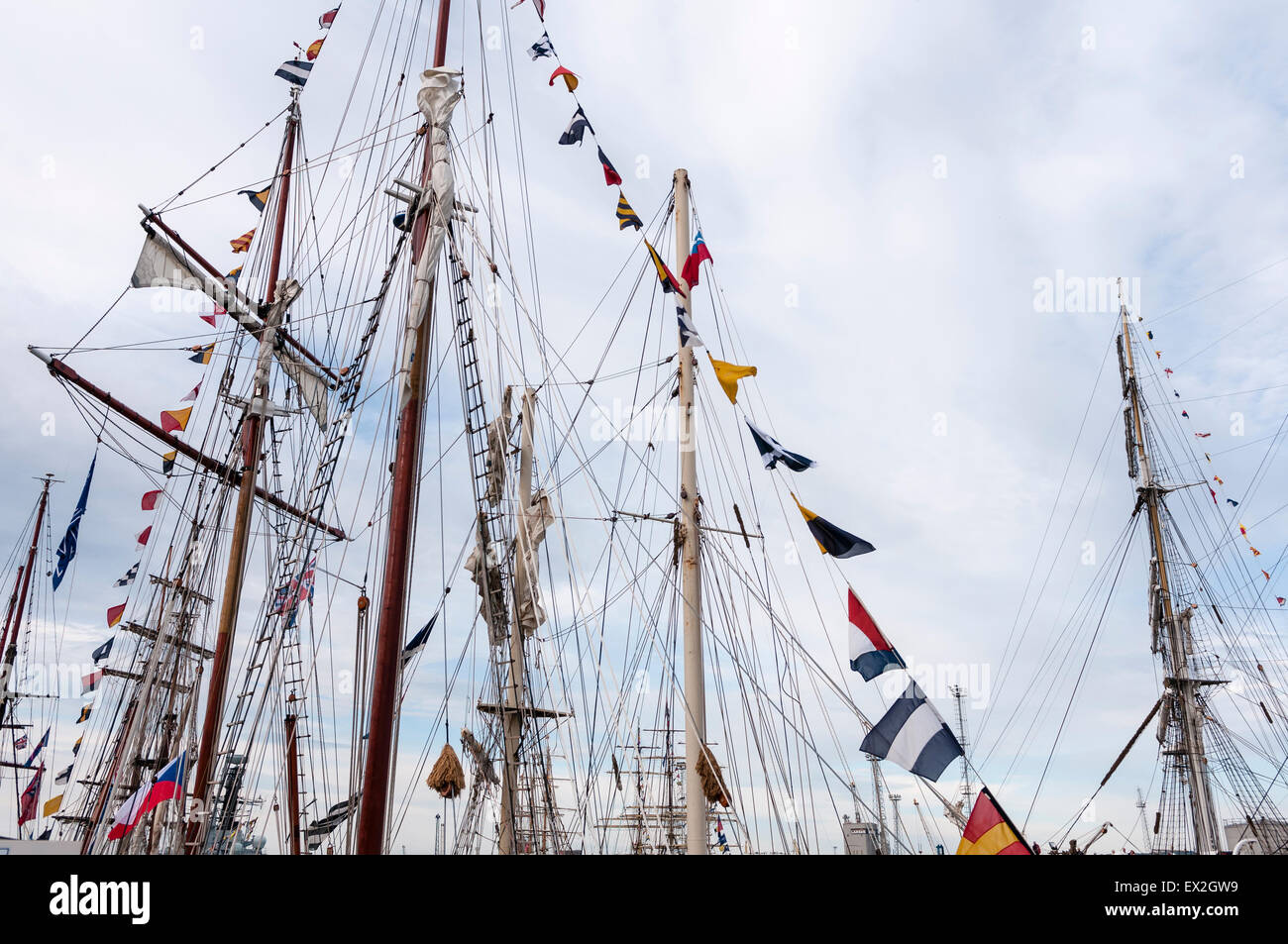 Masts and rigging from a number of Tall Ships Stock Photo - Alamy