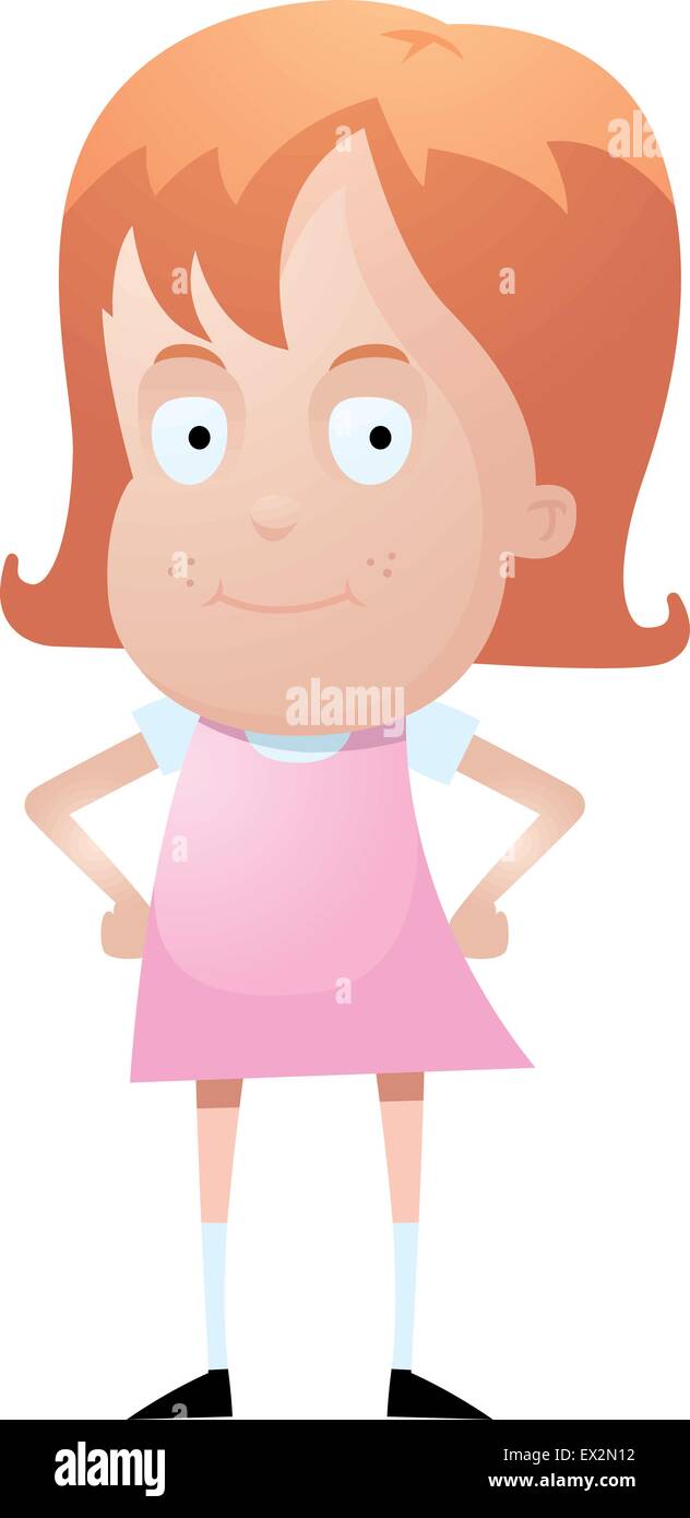 A happy cartoon girl standing and smiling Stock Vector Image & Art - Alamy