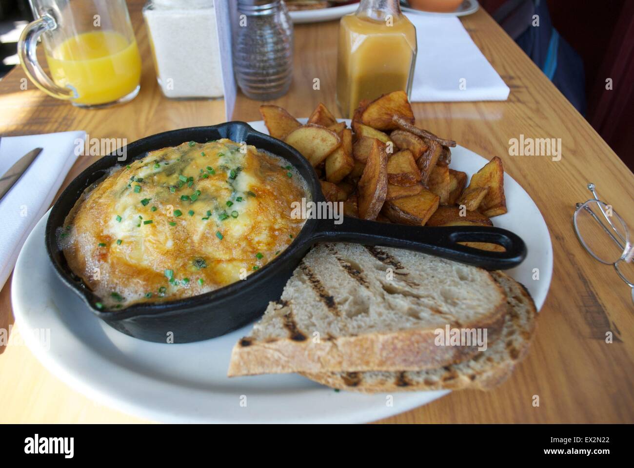 breakfast food Omlette and Fries Stock Photo