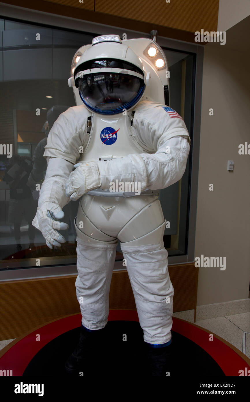 Display of a prototype NASA Mark III astronaut space suit, at the Marshall Space Flight Center in Huntsville, AL. Stock Photo