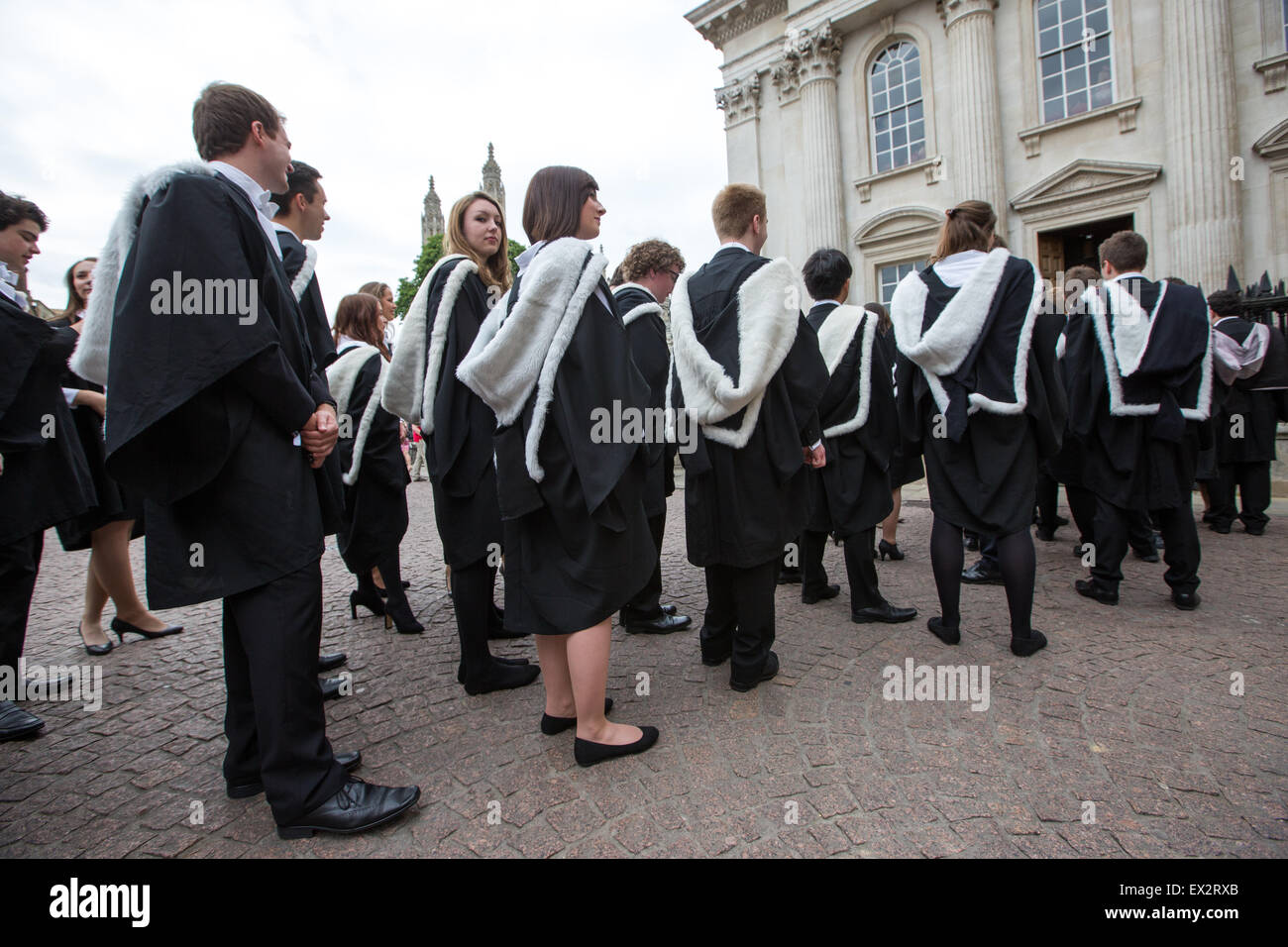 Students from Cambridge University on graduation day after passing their exams and receiving