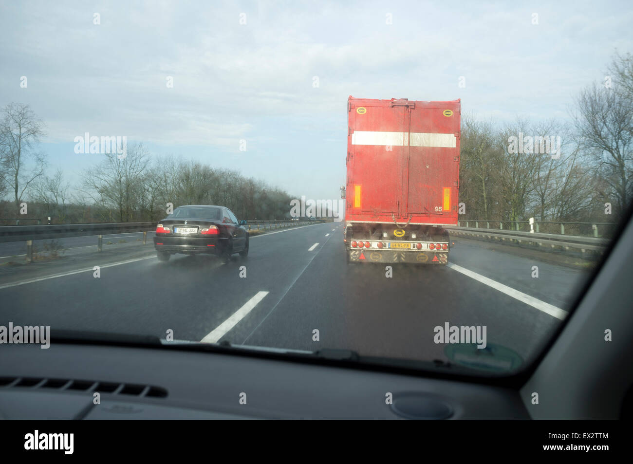 Dutch HGV on German autobahn Stock Photo
