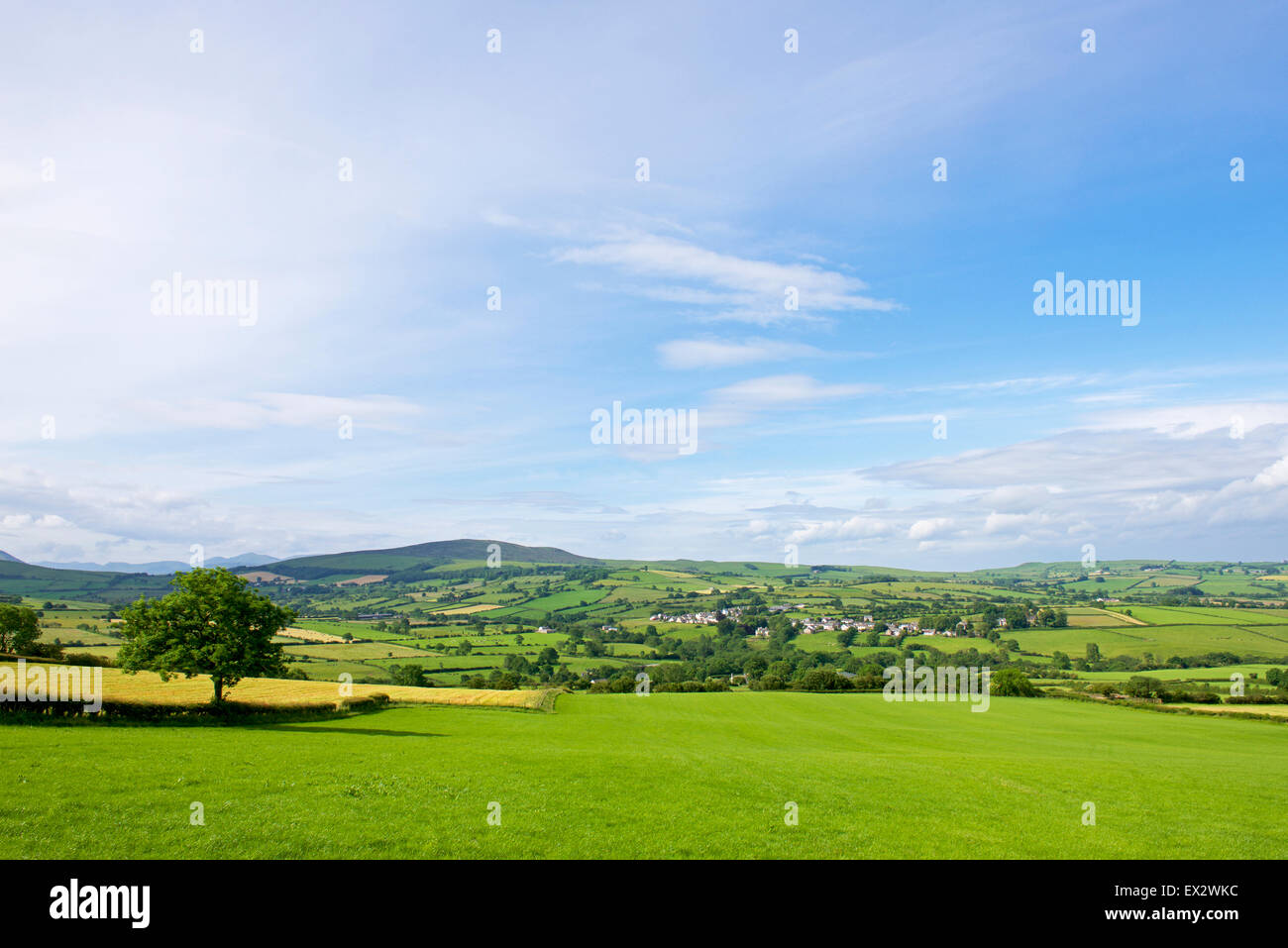Landscape, looking towards the village of Ireby, Cumbria, England UK ...
