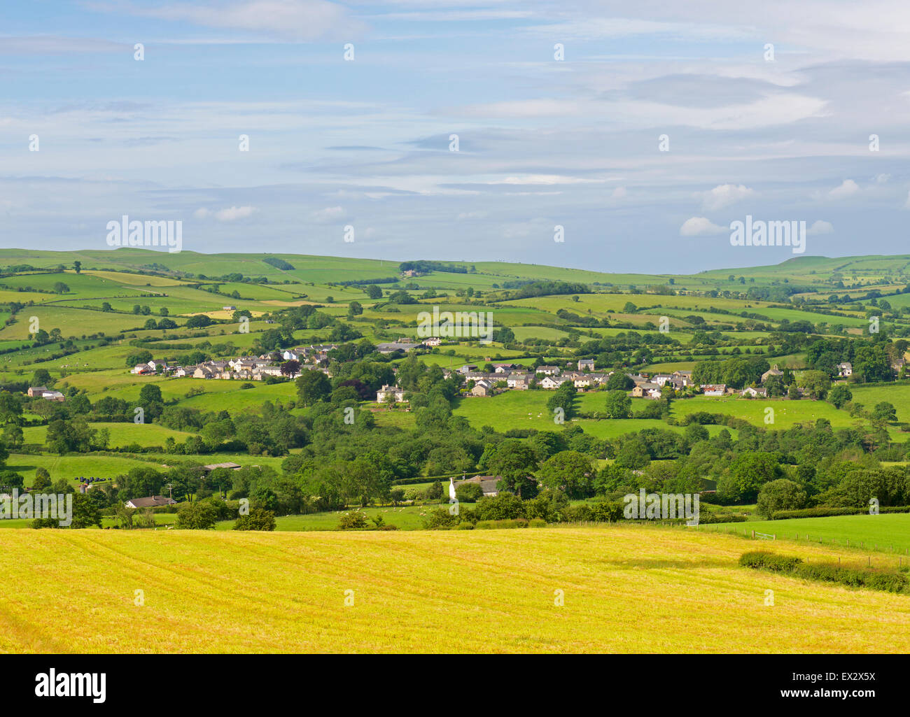 Landscape, looking towards the village of Ireby, Cumbria, England UK Stock Photo