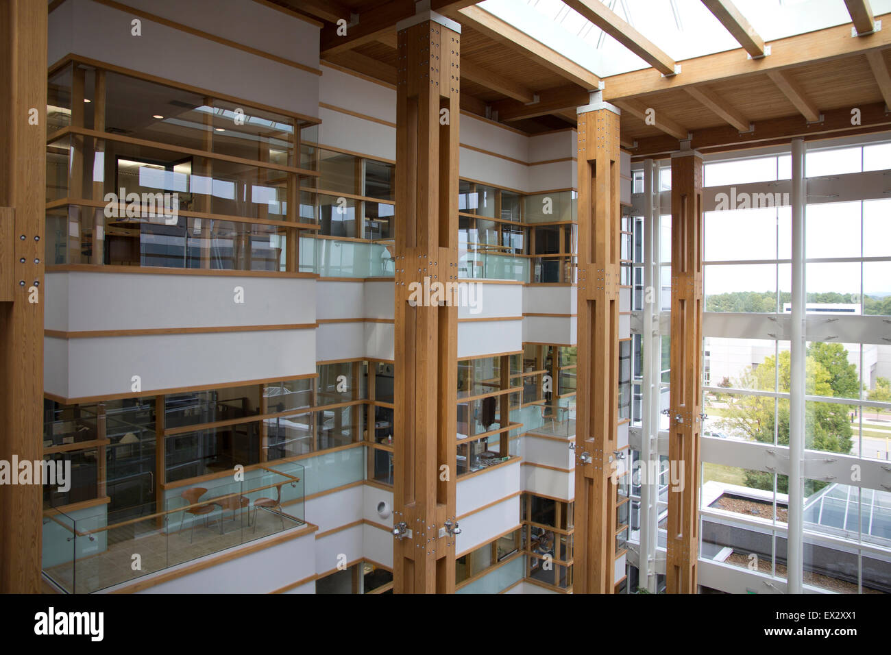 Interior architectural details of the headquarters building at HudsonAlpha Institute for Biotechnology, Huntsville, AL Stock Photo