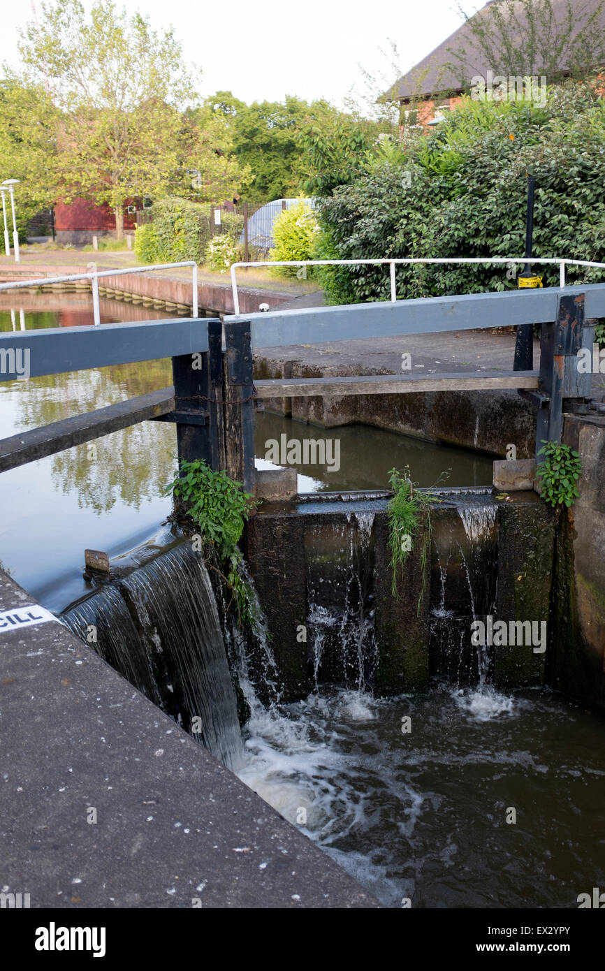 Canal Lock Gates Leaking Water Waste Pouring Leak Stock Photo