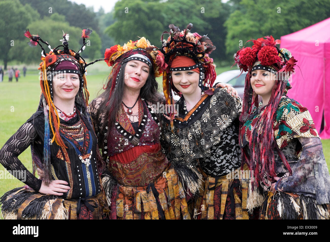 4 Four Urban Gypsies Gypsys Flamboyant Colourful Stock Photo