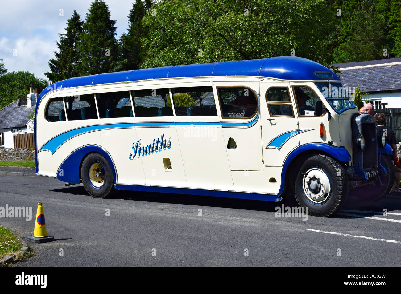 Old Leyland bus in Snaiths livery at the Kielder Vintage Vehicle show. Stock Photo
