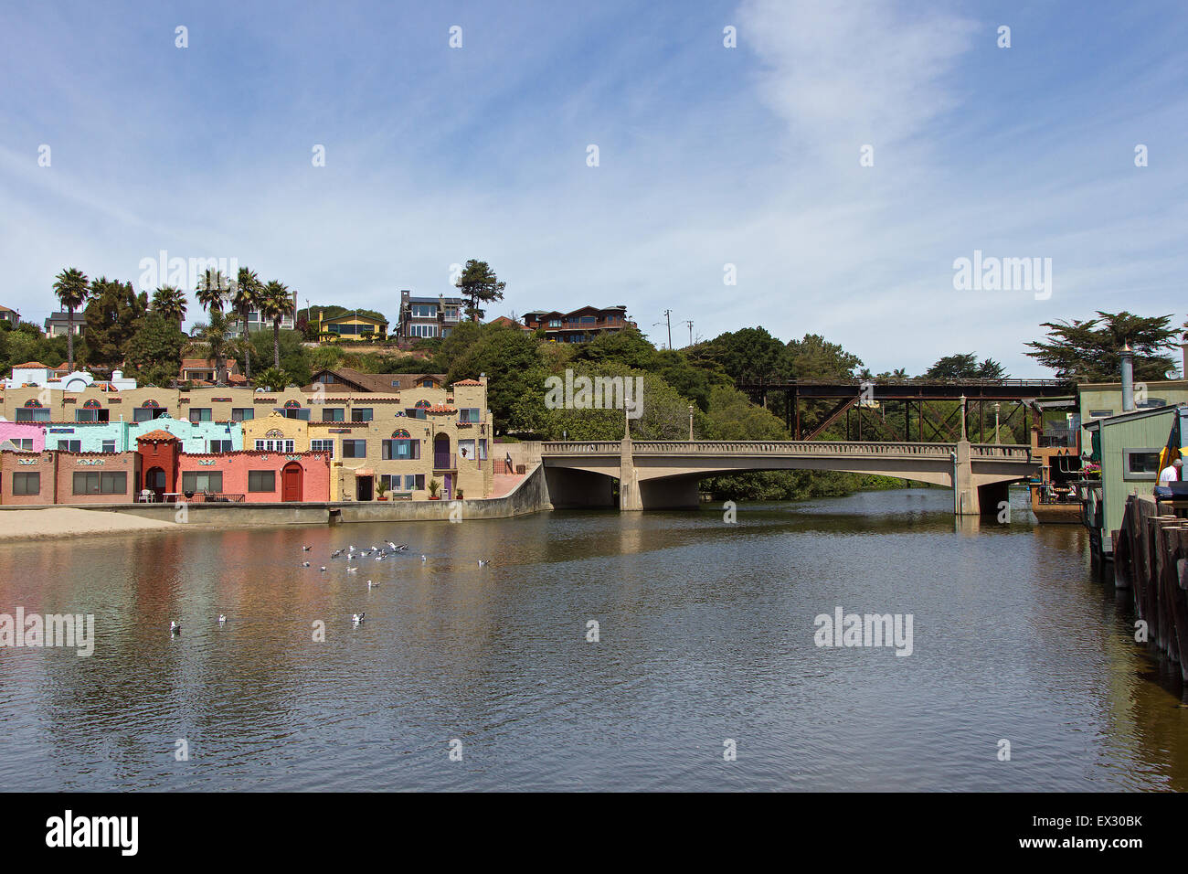 Scenic bungalows on the beach in Capitola, California Stock Photo