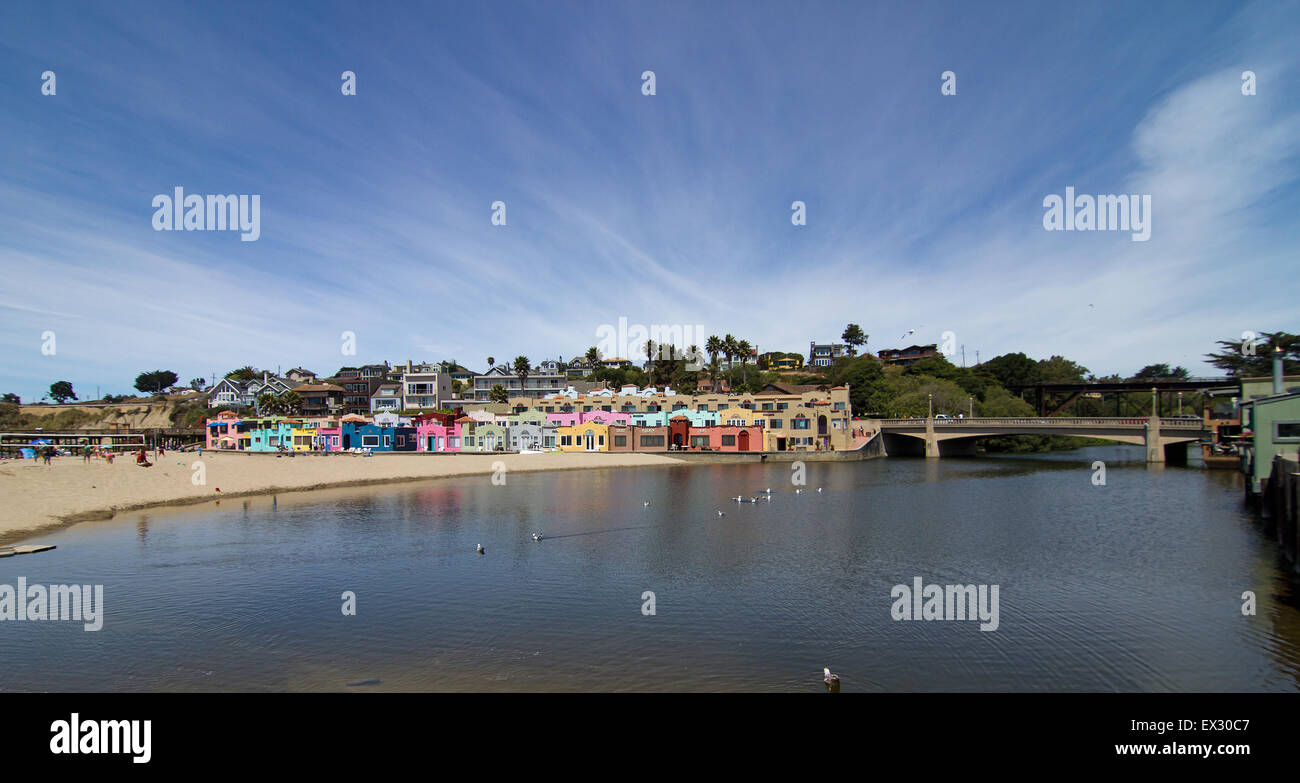 Scenic bungalows on the beach in Capitola, California Stock Photo