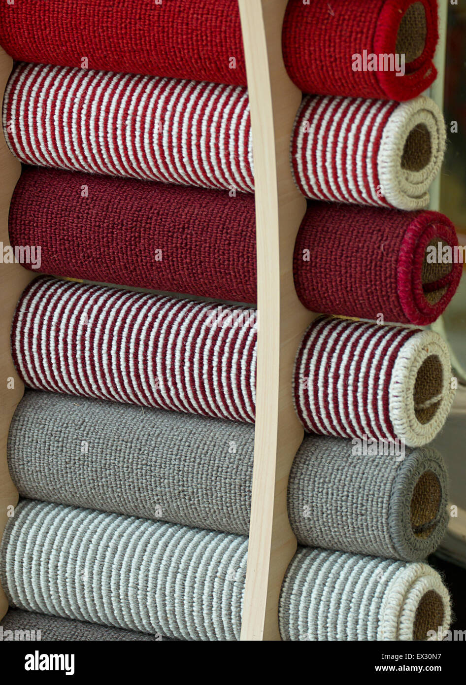 Selection of carpet samples to choose the perfect match for decorating your home interior. Stock Photo