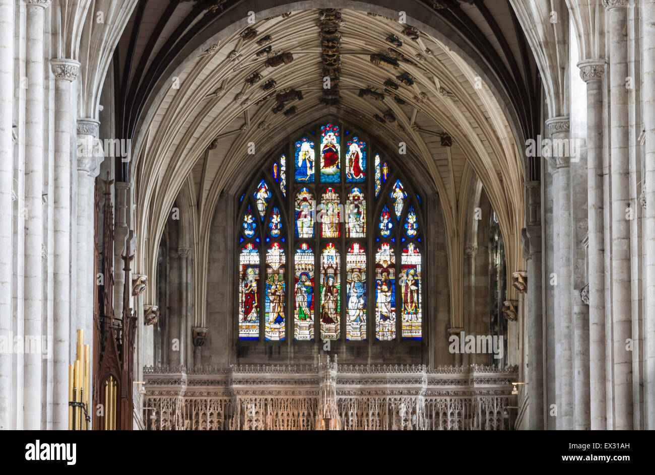 Stained glass window in Winchester Cathedral, Hampshire, England, UK Stock Photo Alamy