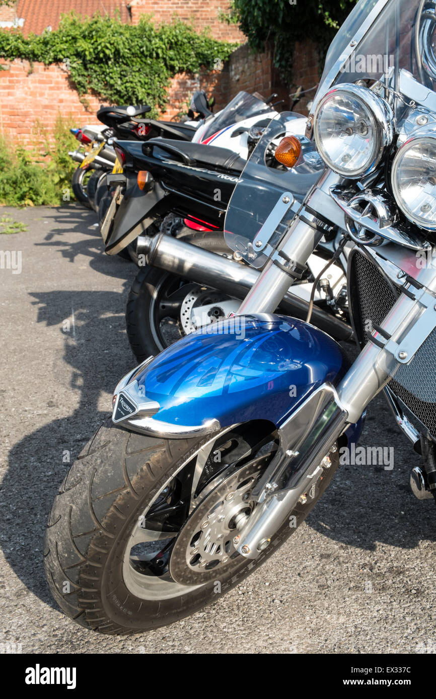 close up of motorbikes during barton bike night 2015 Stock Photo