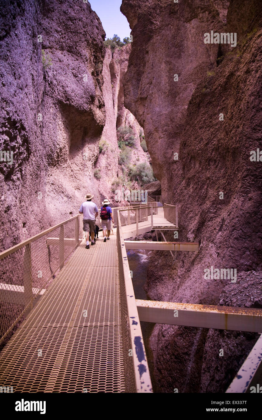 The Catwalk is a popular National Recreation Trail in the Gila National Forest that is a unique experience walking over water. Stock Photo