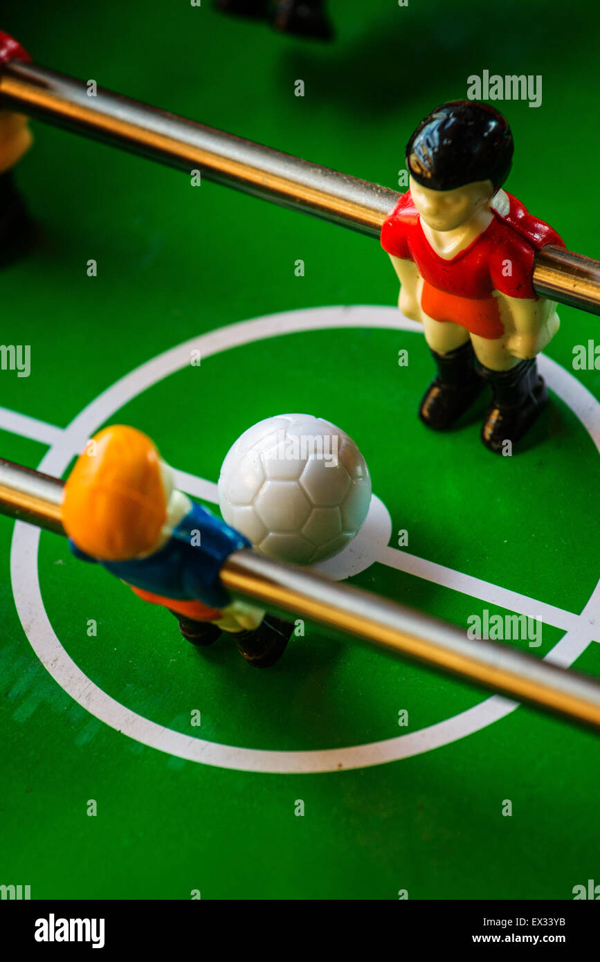 Table Soccer or Foosball Kicker Game, Selective Focus, Retro Tone