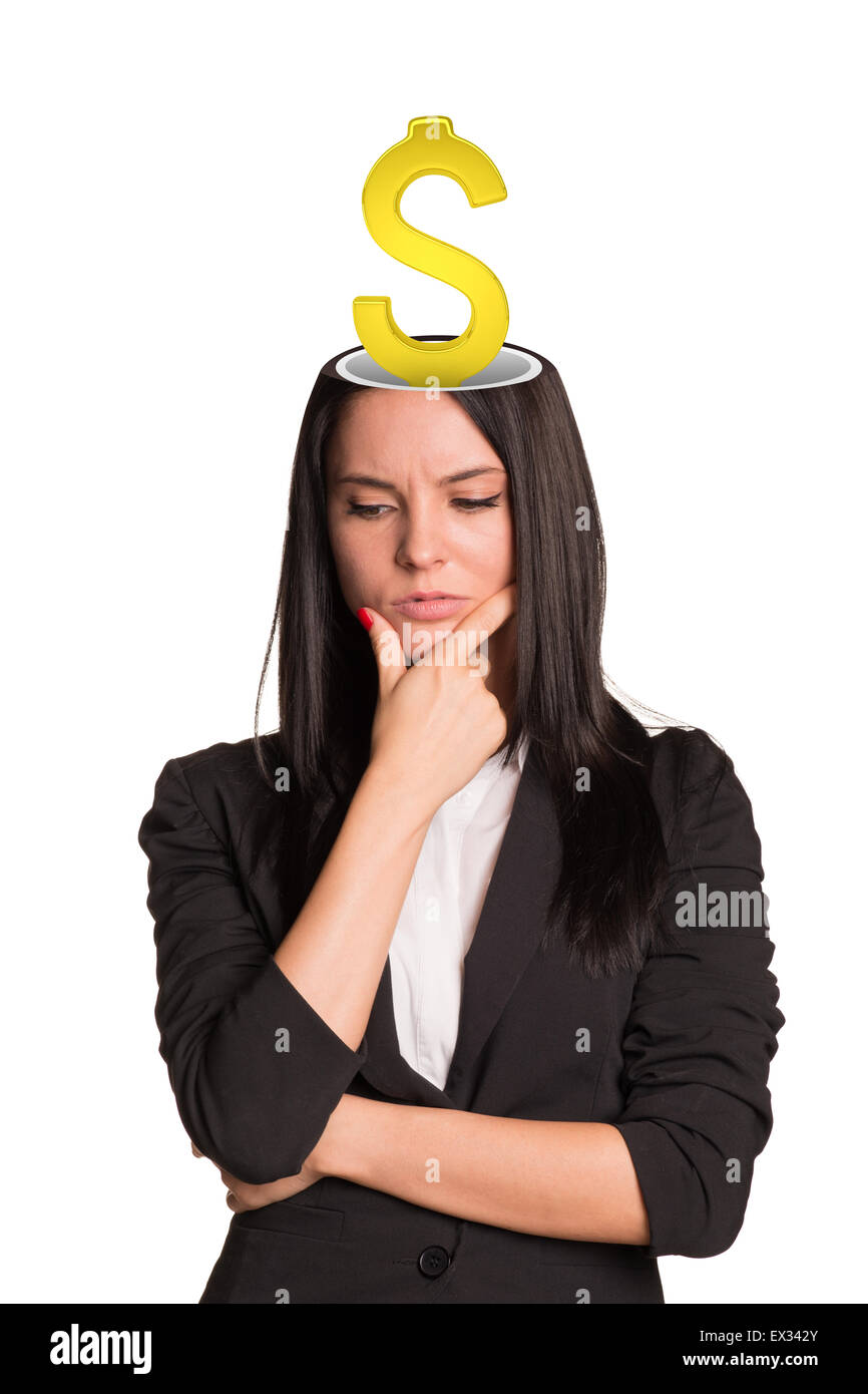 Businesslady with dollar sign Stock Photo - Alamy