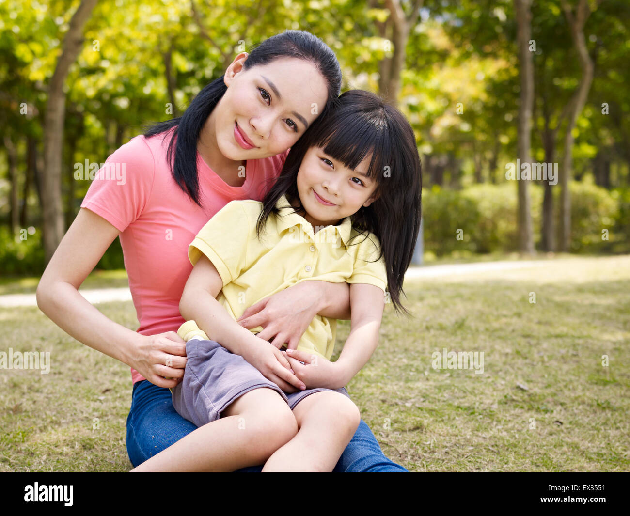 asian mother and daughter Stock Photo