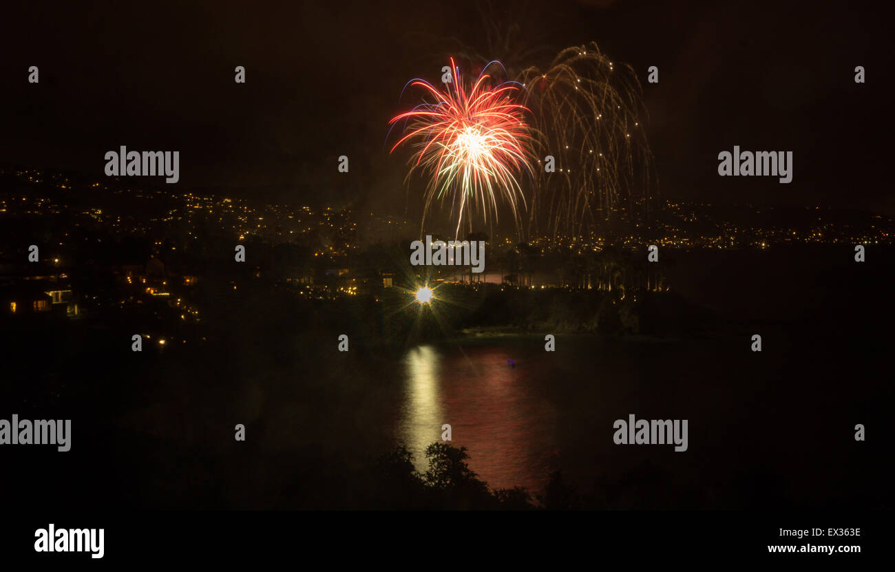 Laguna Beach fireworks / city lights on the fourth of July celebration