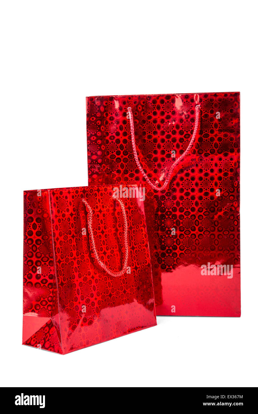 red Shopping bag on white background Stock Photo - Alamy