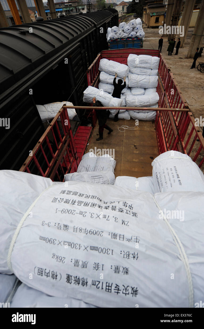 Tents are loaded on a train before aheading for the earthquakehit