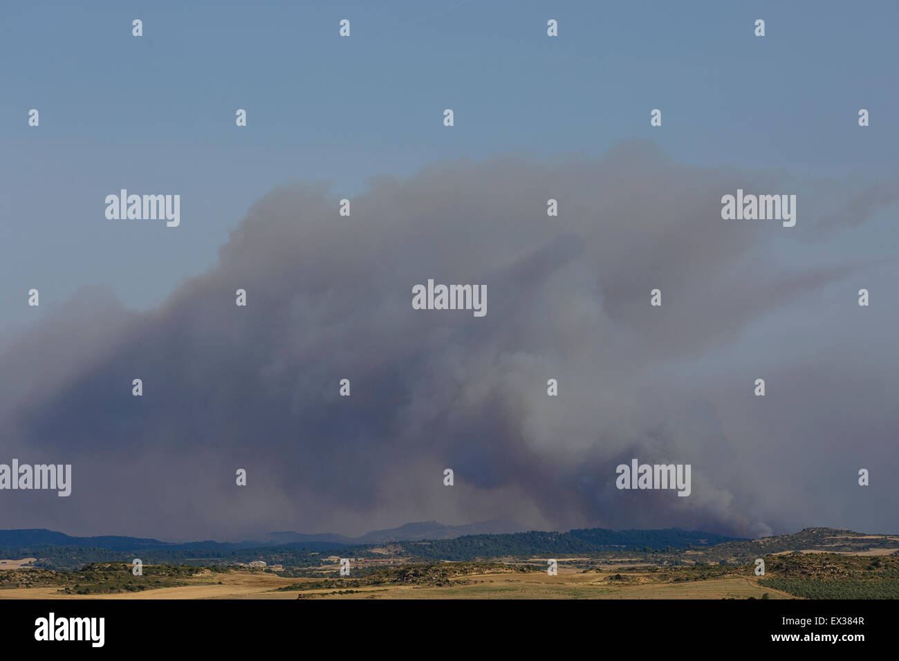 Conflagration in Sierra de Luna. Cinco Villas region. Zaragoza. Aragon. Spain Stock Photo