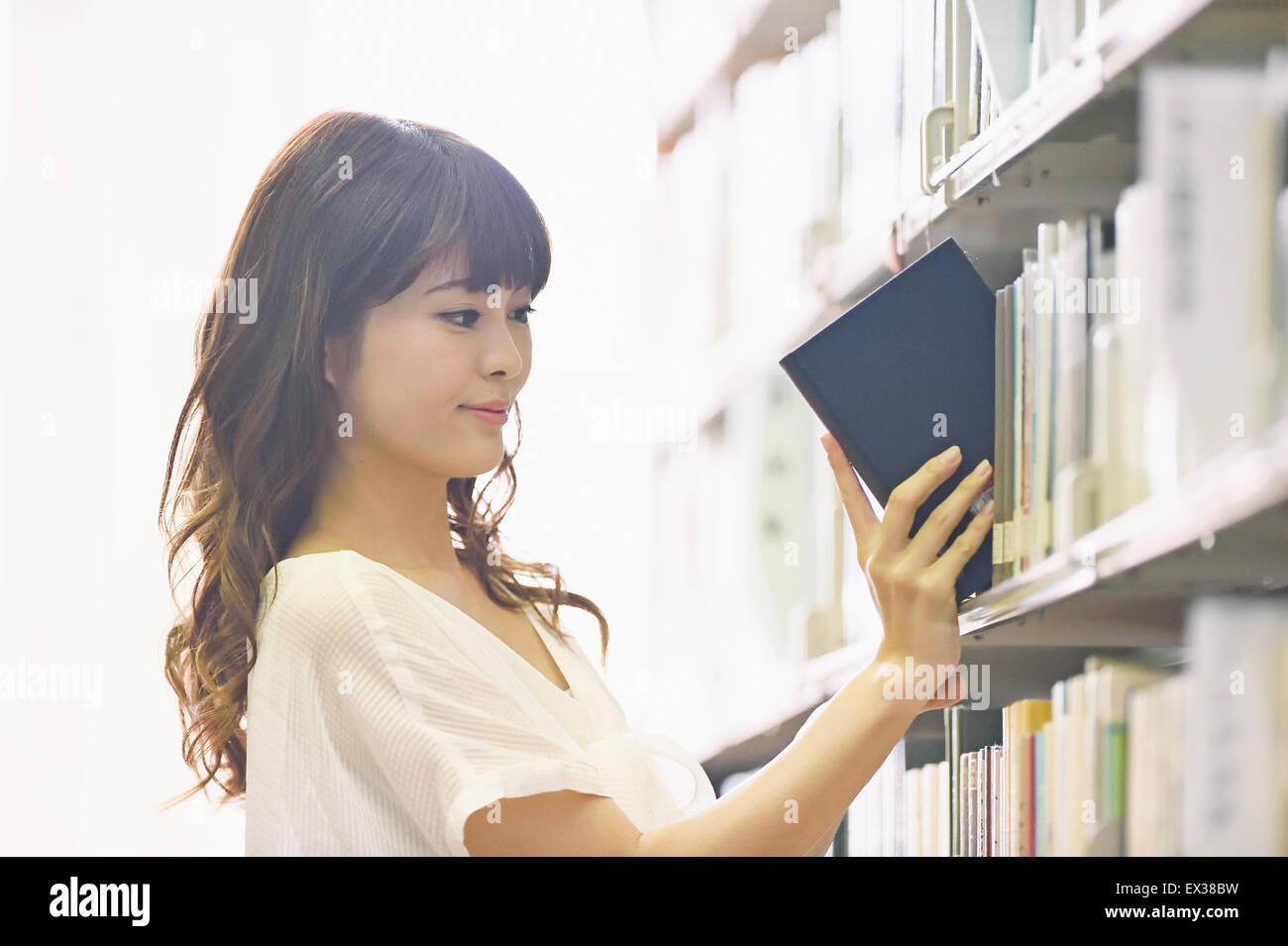 University student in the library Stock Photo