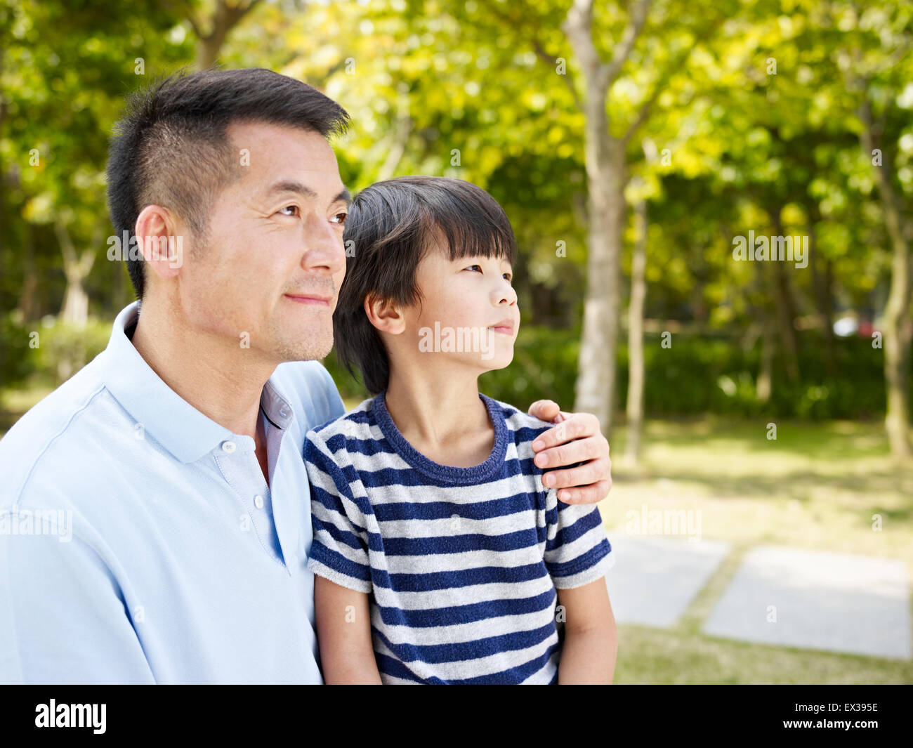asian father and son Stock Photo
