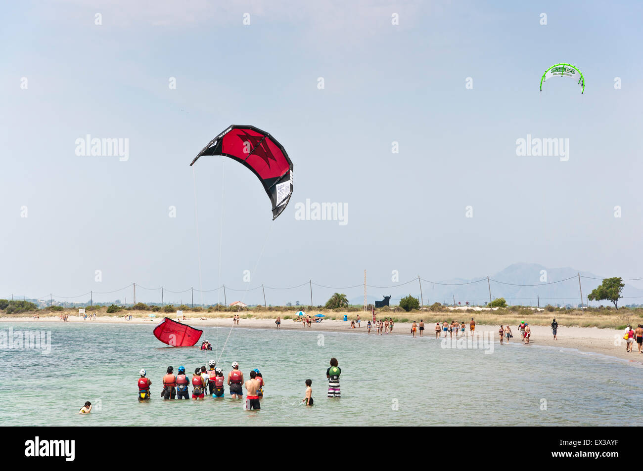 School of Kitesurf Stock Photo Alamy