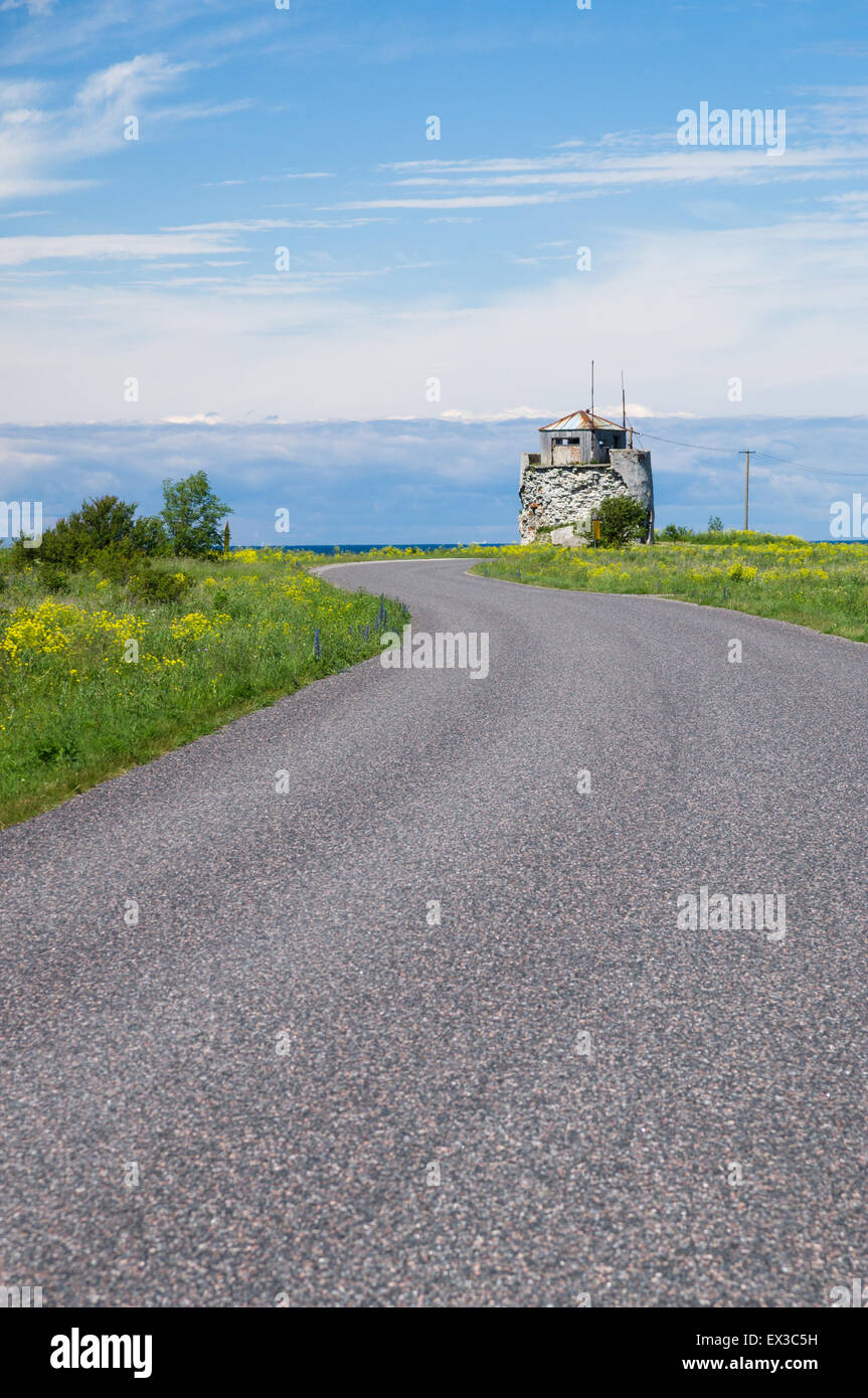 Winding road to ruins of former Pakri lighthouse, Estonia Stock Photo