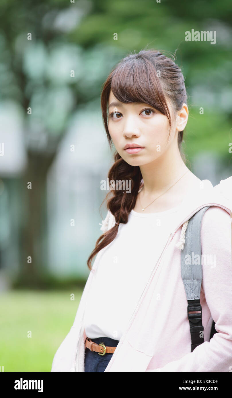 Young attractive Japanese female University student portrait Stock Photo