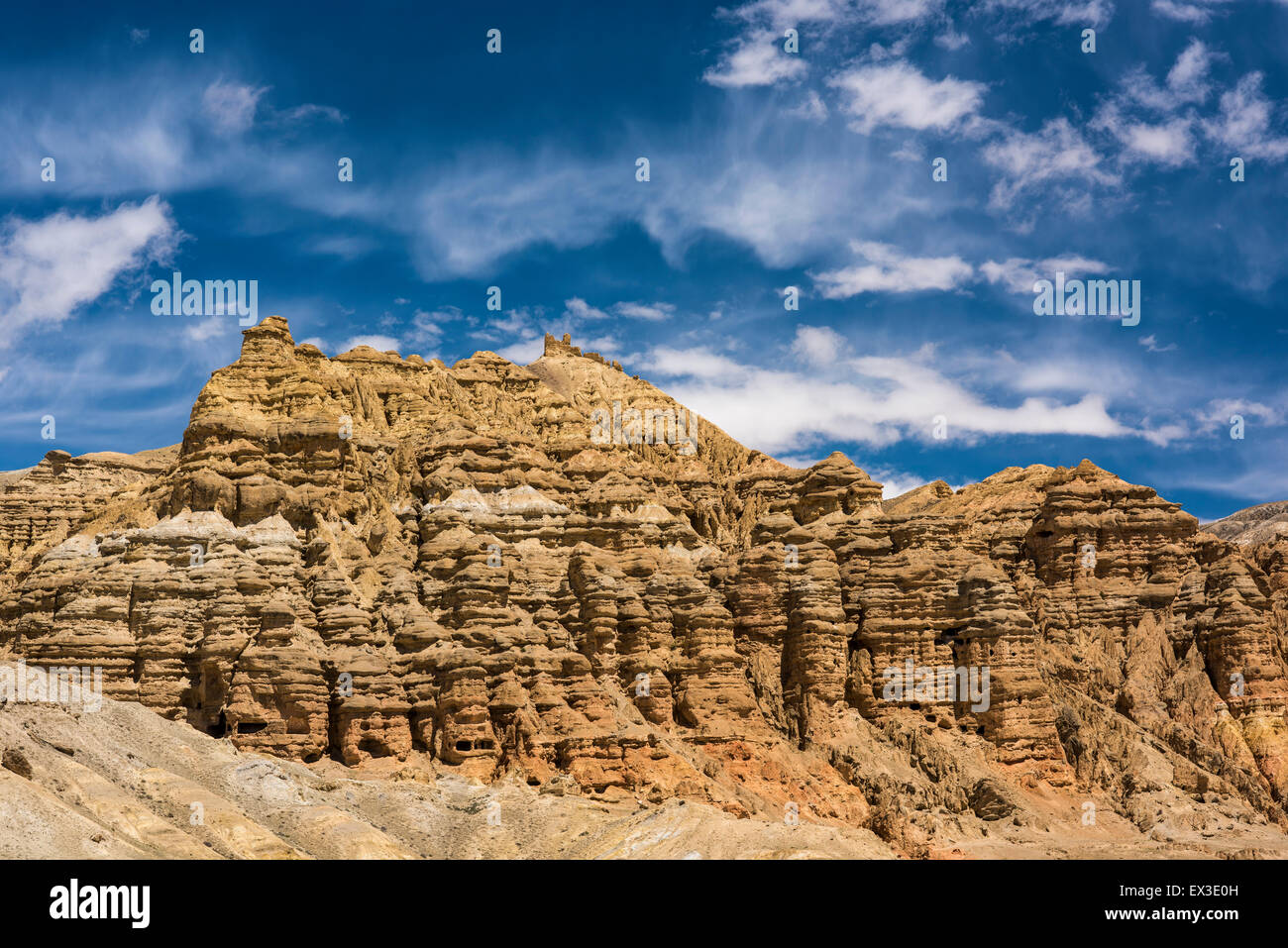 Mountains, rock formations, eroded landscape of different colours depending on the mineral composition of the terrain, Ghemi Stock Photo